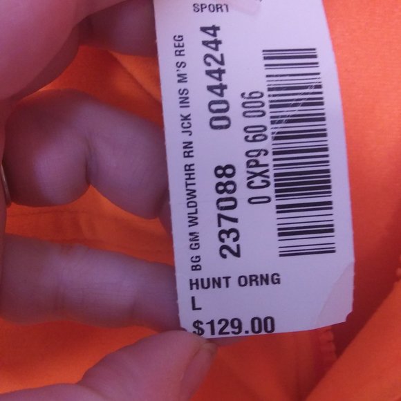 NWT LL Bean Hunter Orange hooded coat size Large FLAWED - Picture 2 of 16